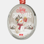 Sneeuwman Kerstversiering – Feestelijk Vakantie Ca Metalen Ornament (Links)