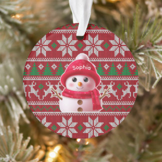 Sneeuwman Kerstversiering met Eigen Naam Ornament