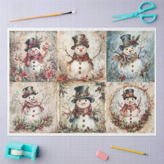 Sneeuwman Kerstvierkanten Tissuepapier (Craft)