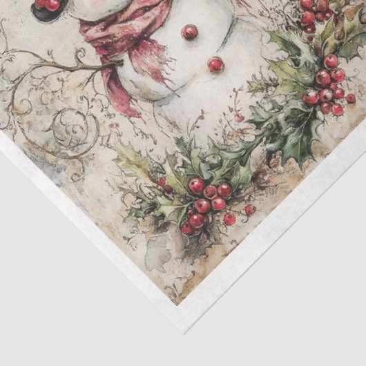 Sneeuwman Kerstvierkanten Tissuepapier (Detail)
