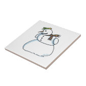 Sneeuwman kleine keramische tegel tegeltje (Zijkant)