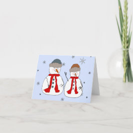 Sneeuwman, kleine sneeuwpoppen, broers grillige ku feestdagen kaart