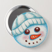 Sneeuwman knop ronde button 4,0 cm (Voorkant /achterkant)