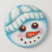 Sneeuwman knop ronde button 4,0 cm (Voorkant)