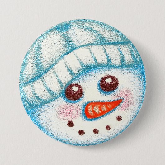 Sneeuwman Knop Ronde Button 7,6 Cm (Voorkant)