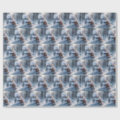 Sneeuwman knuffelt een vos cadeaupapier (Vlak)