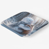 Sneeuwman knuffelt een vos papieren bordje (Gebogen)