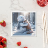 Sneeuwman knuffelt een vos servet (Insitu)