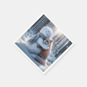 Sneeuwman knuffelt een vos servet (Hoek)