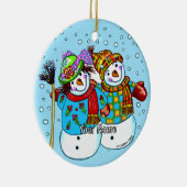 Sneeuwman Koppel Keramische Versiering Keramisch Ornament (Rechts)