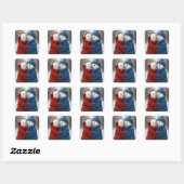 Sneeuwman Koppel Knuffelen in Winter Bos Vierkante Sticker (Vel)