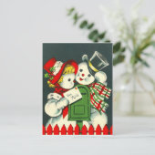 Sneeuwman koppel verliefd, met post voor jou, vint briefkaart (Staand voorkant)