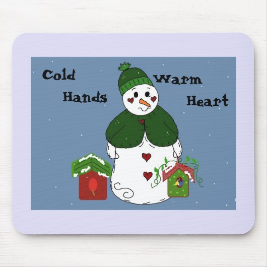 Sneeuwman - Koude handen, warm hart Muismat (Voorkant)