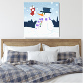 Sneeuwman & Kous Kerstmis Canvas Afdruk (Insitu (Slaapkamer))