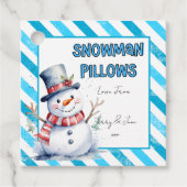 Sneeuwman Kussens Kerstcadeau Label ondeugende elf (Voorkant)