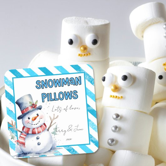 Sneeuwman Kussens Kerstcadeau Label ondeugende elf