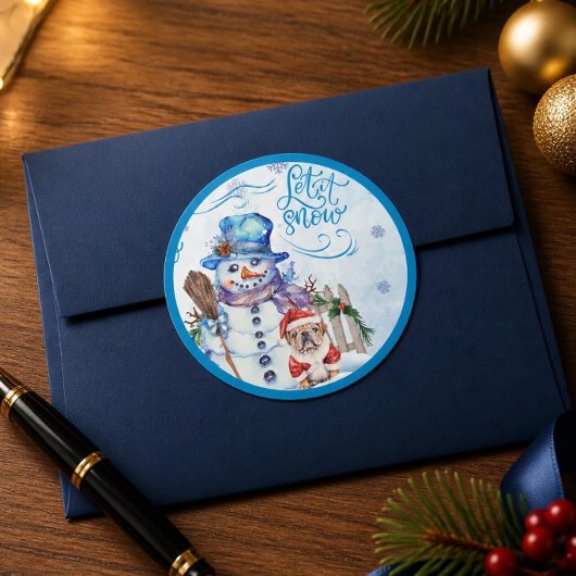 Sneeuwman | Laat het Sneeuwen Ronde Sticker