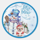 Sneeuwman | Laat het Sneeuwen Ronde Sticker (Voorkant)