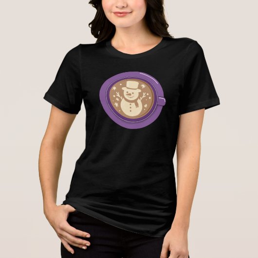 Sneeuwman Latte Tri-Blend Shirt (Voorkant)