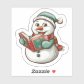 Sneeuwman leest een kerstboek sticker (Vel)