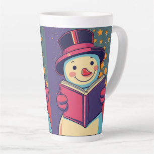Sneeuwman leest graag een boek, mooie verhalen latte mok