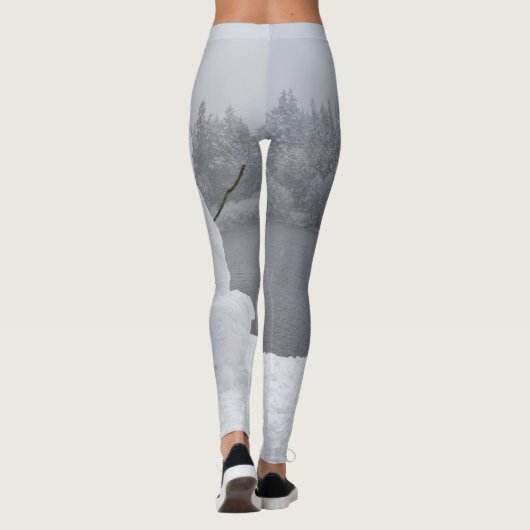 Sneeuwman Leggings Winterlandschap Vakantie Leggin (Achterkant)