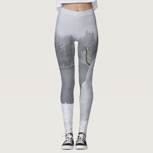 Sneeuwman Leggings Winterlandschap Vakantie Leggin (Voorkant)