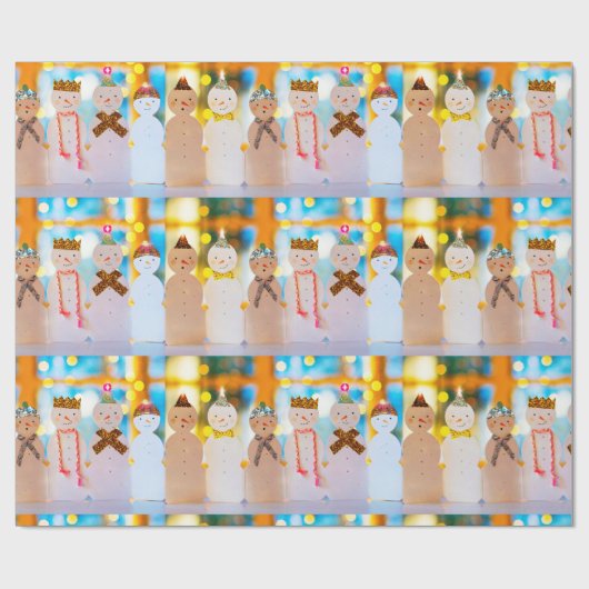 Sneeuwman Leuk Elegant Kerstmis Cadeaupapier (Vlak)