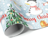 Sneeuwman Leuk Kerstmispatroon Personaliseer Naam Cadeaupapier (Rol Hoek)