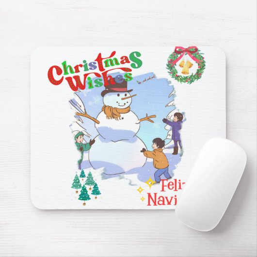 Sneeuwman leuk Mousepad Muismat (Met muis)