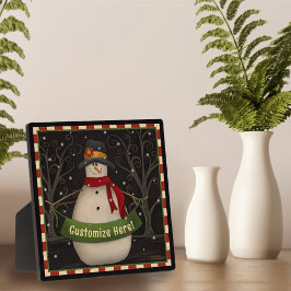 Sneeuwman Leuke Folk Aangepaste Kerstvakantie Fotoplaat