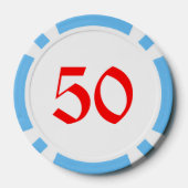 Sneeuwman lichtblauw 50 gestreepte pokerchip (Achterkant)