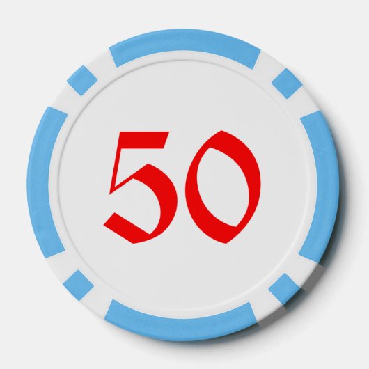 Sneeuwman lichtblauw 50 gestreepte pokerchip (Achterkant)