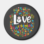 Sneeuwman Liefde Kerstmis Decoraties Magneet (Voorkant)