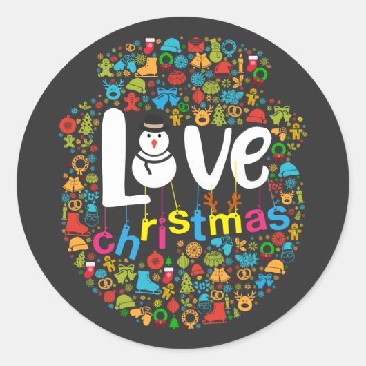 Sneeuwman Liefde Kerstmis Decoraties Ronde Sticker (Voorkant)