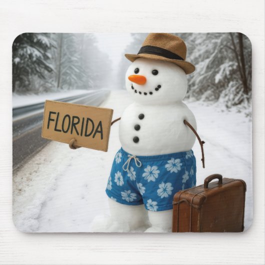 Sneeuwman liftend naar Florida Muismat (Voorkant)