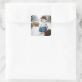 Sneeuwman liftend naar Florida Vierkante Sticker (Tas)