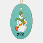 Sneeuwman Loodgieter Keramisch Ornament (Links)