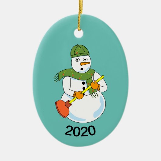Sneeuwman Loodgieter Keramisch Ornament (Voorkant)