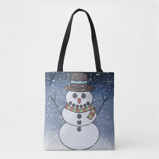Sneeuwman m/achtergrond (enkel) - Tote Bag (Voorkant)