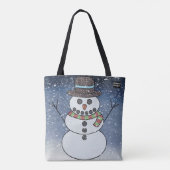 Sneeuwman m/achtergrond (enkel) - Tote Bag (Achterkant)