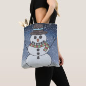 Sneeuwman m/achtergrond (enkel) - Tote Bag (Dichtbij)