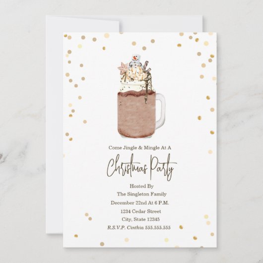 Sneeuwman Mason Jar Milkshake Kerstfeest Kaart (Voorkant)