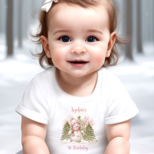 Sneeuwman Meisje Roze Eerste Verjaardag T-shirt
