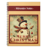 Sneeuwman - Merry Christmas gepersonaliseerd Notitieboek (Voorkant)
