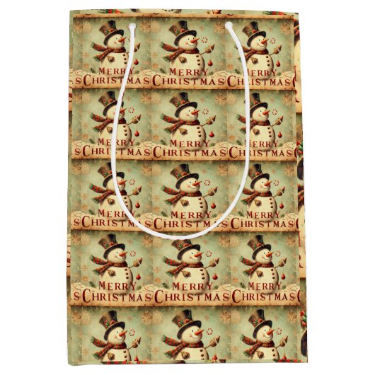  Sneeuwman - Merry Christmas medium geschenktas Medium Cadeauzakje (Voorkant)
