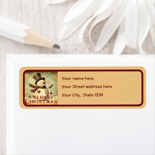  Sneeuwman - Merry Christmas retour label (Insitu)