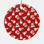 Sneeuwman met aangepaste naam | Schattige rood Keramisch Ornament (Achterkant)