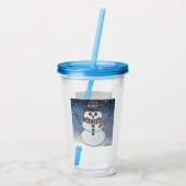 Sneeuwman met achtergrond - Acryl beker (Achterkant)