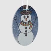 Sneeuwman met achtergrond - Acrylaat ornament (voorkant)